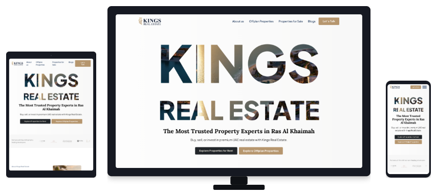 Kings Real Estate responsive website mockup