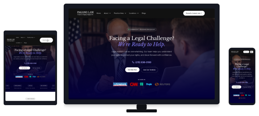 Pagano Law responsive website mockup
