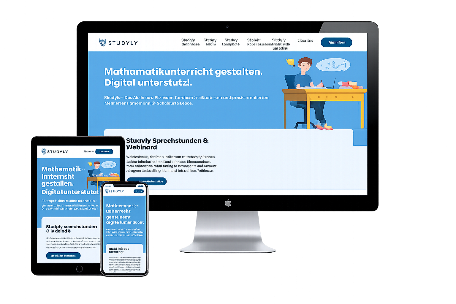 Studyly responsive website mockup