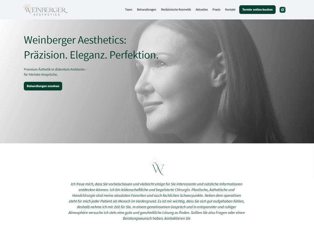 Screenshot preview of the Weinberger Aesthetics clinic website