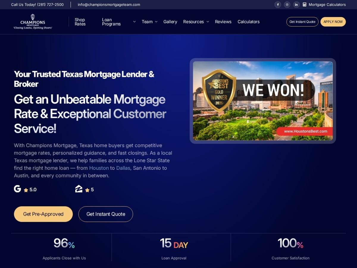 Screenshot preview for Champions Mortgage Team