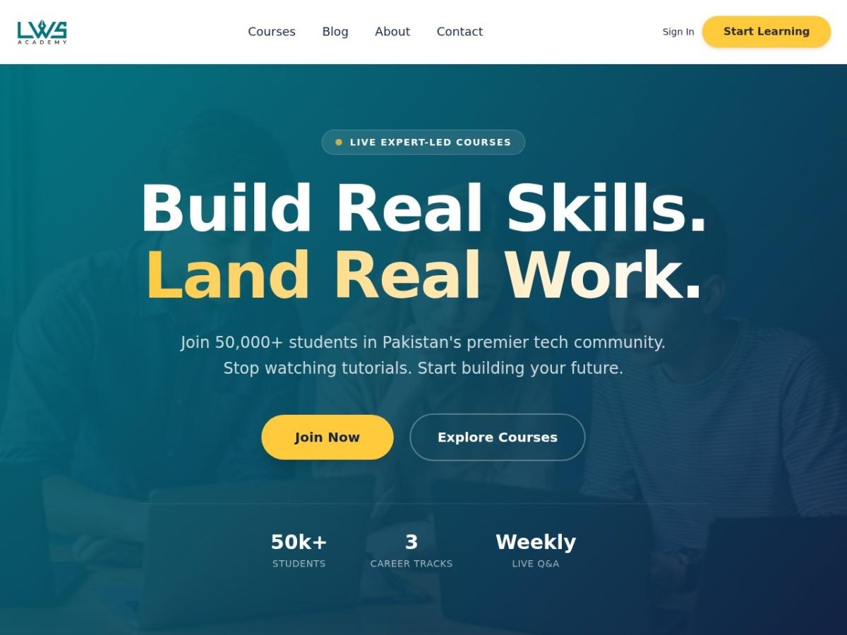 Screenshot preview for LWS Academy