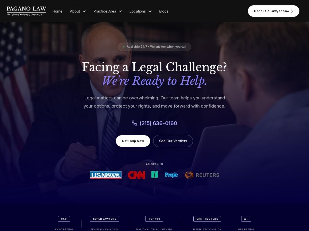 Screenshot preview for Pagano Law