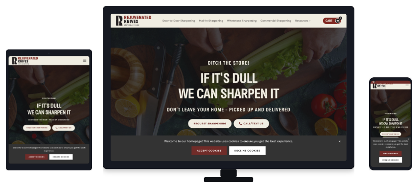 Screenshot preview of the Rejuvenated Knives website